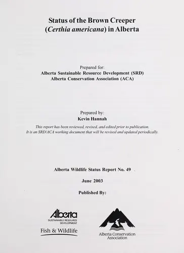Cover of Status of the Brown Creeper (Certhia americana) in Alberta