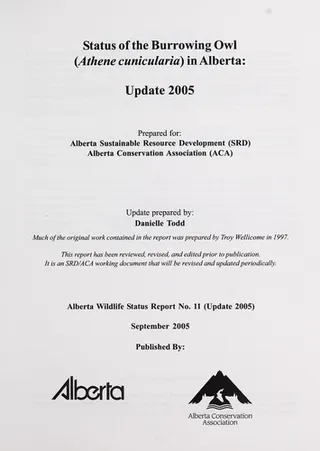 Cover of Status of the burrowing owl (Athene cunicularia) in Alberta