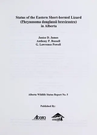 Cover of Status of the eastern short-horned lizard (Phrynosoma douglassii brevirostre) in Alberta