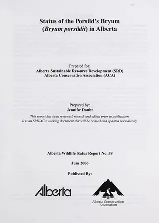 Cover of Status of the Porsild's bryum (Bryum porsildii) in Alberta