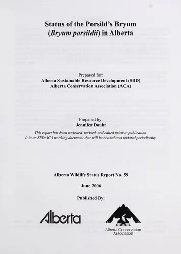 Cover of Status of the Porsild's bryum (Bryum porsildii) in Alberta