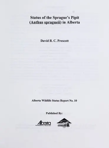 Cover of Status of the Sprague's pipit (Anthus spragueii) in Alberta