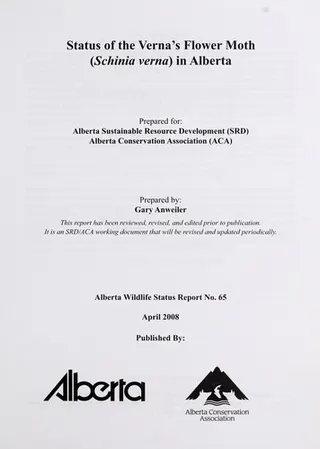 Cover of Status of the Verna's flower moth (Schinia verna) in Alberta