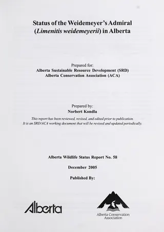 Cover of Status of the Weidemeyer's Admiral (Limenitis weidemeyerii) in Alberta