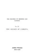 Cover of The decrees of Memphis and Canopus