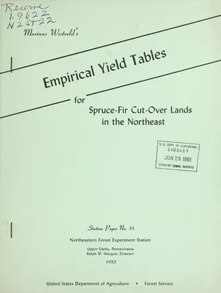 Cover of Empirical yield tables for spruce-fir cut-over lands in the northeast