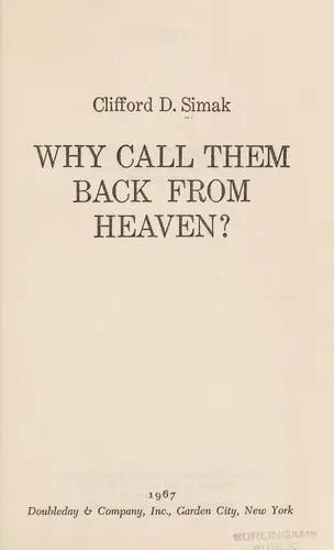 Cover of Why call them back from heaven?