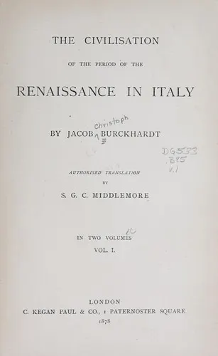 Cover of The Civilization of the Renaissance in Italy