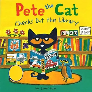 Cover of Pete the Cat checks out the library