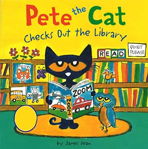 Cover of Pete the Cat checks out the library
