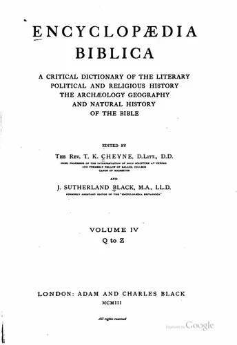 Cover of Encyclopædia biblica