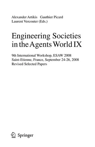 Cover of Engineering Societies in the Agents World IX
