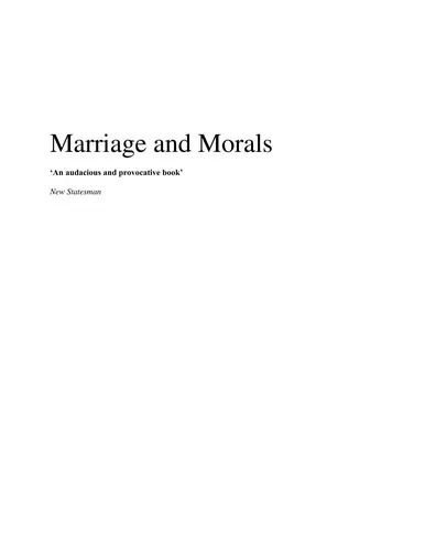 Cover of Marriage and Morals