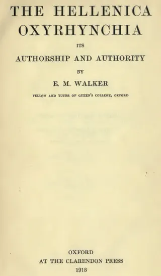 Cover of Hellenica Oxyrhynchia
