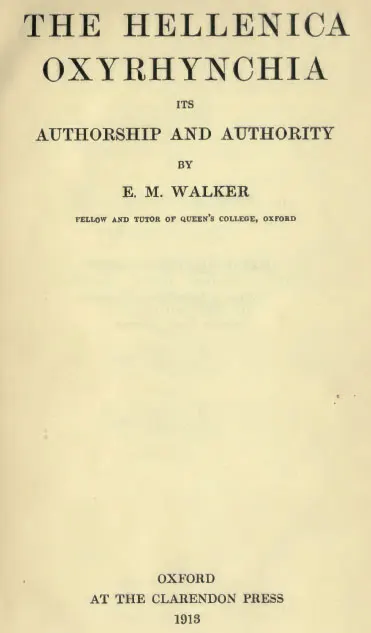 Cover of Hellenica Oxyrhynchia