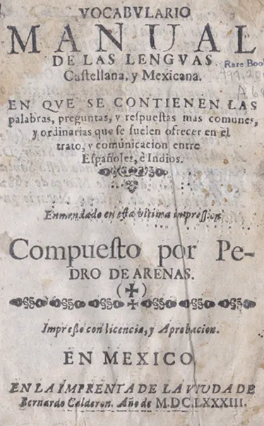 Cover of Vocabulario manual de las lenguas castellana y mexicana