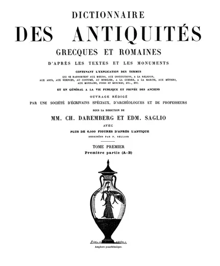 Cover of Dictionnaire des Antiquités grecques et romaines