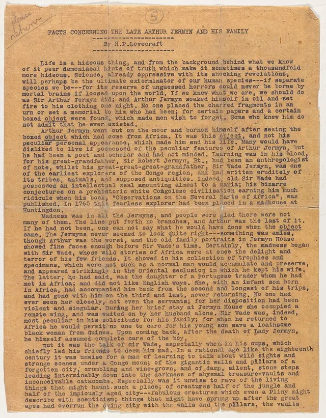 Cover of Facts Concerning the Late Arthur Jermyn and His Family