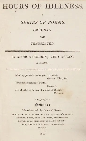 Cover of Hours of Idleness