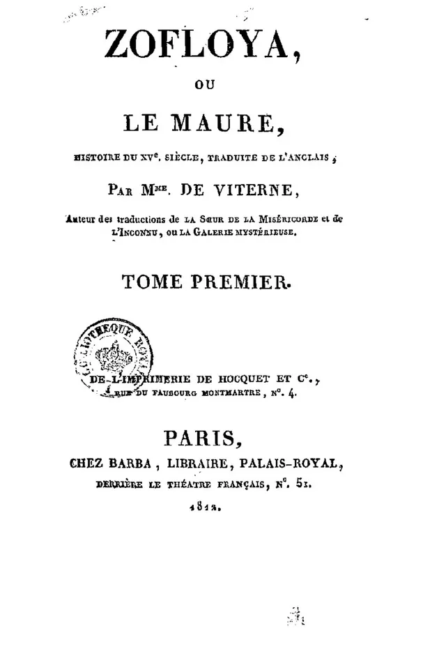 Cover of Zofloya, or The Moor
