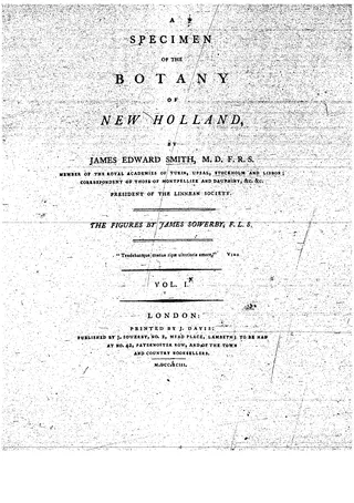 Cover of A Specimen of the Botany of New Holland