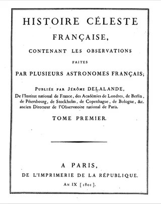 Cover of Histoire Céleste Française