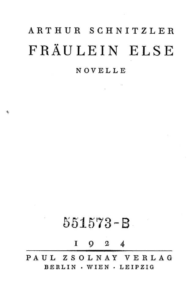 Cover of Fraulein Else