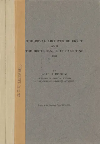 Cover of The Royal Archives of Egypt and the disturbances in Palestine, 1834