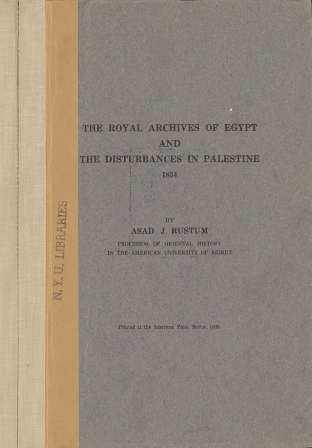 Cover of The Royal Archives of Egypt and the disturbances in Palestine, 1834