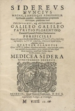 Cover of Sidereus nuncius magna longeque admirabilia spectacula pandens, suspiciendaque proponens vnicuique praesertim vero philosophis