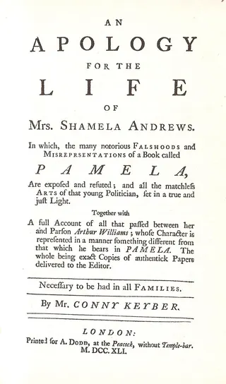 Cover of An Apology for the Life of Mrs. Shamela Andrews