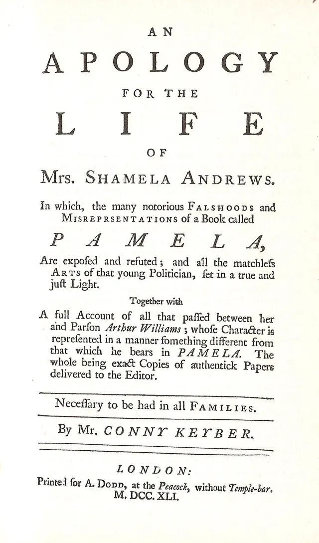 Cover of An Apology for the Life of Mrs. Shamela Andrews