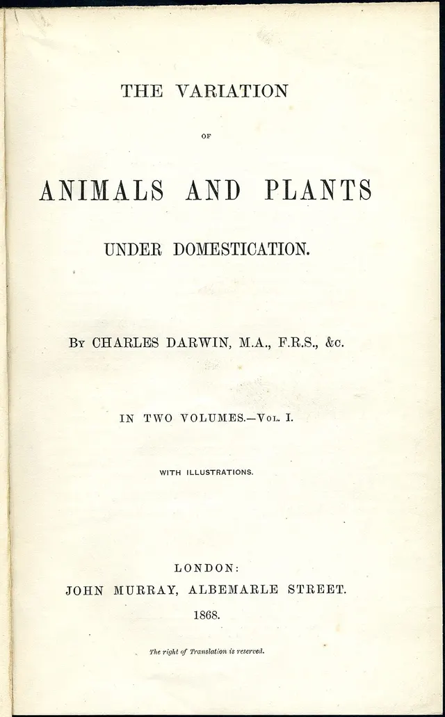 Cover of The Variation of Animals and Plants under Domestication