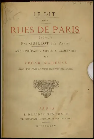 Cover of Le Dit des rues de Paris