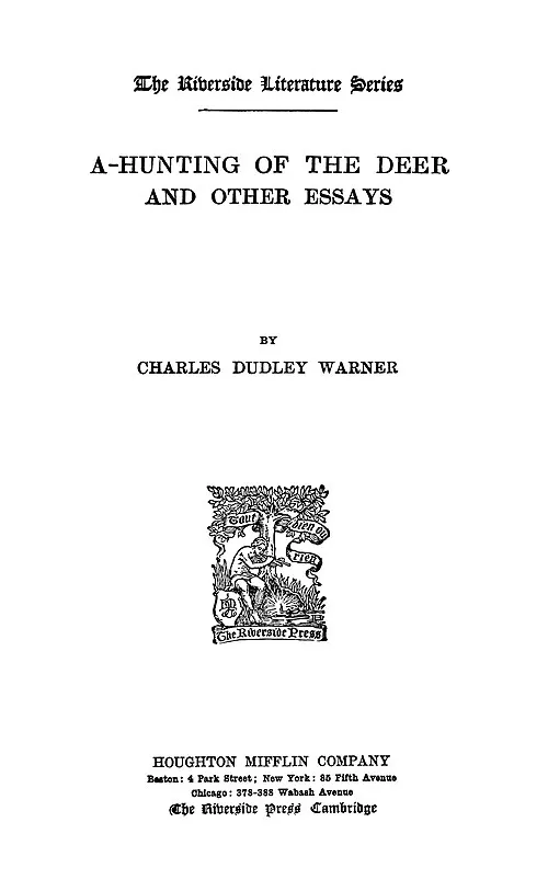 Cover of A-Hunting of the Deer, and Other Essays