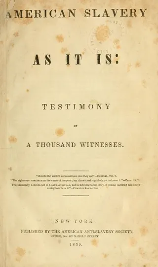 Cover of American Slavery As It Is: Testimony of a Thousand Witnesses