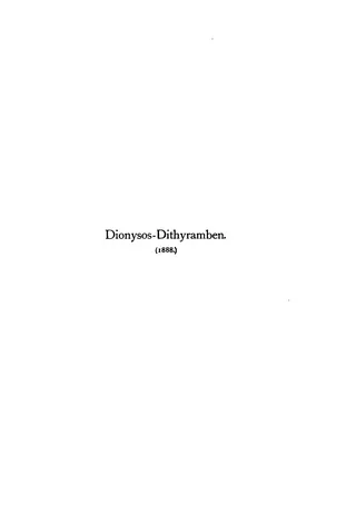 Cover of Dionysos-Dithyramben